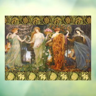 Autocollant Pour Fenêtre L'art floral divin des quatre saisons victorien vi