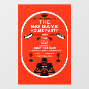 Autocollant Pour Fenêtre Le Big Game Football House Party