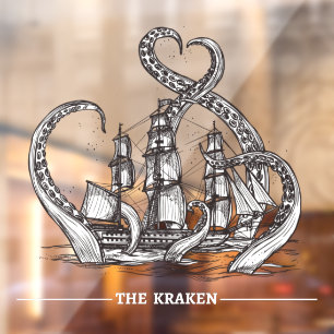 Autocollant Pour Fenêtre Le Kraken Pieuvre Voilier Bateau Nautilus