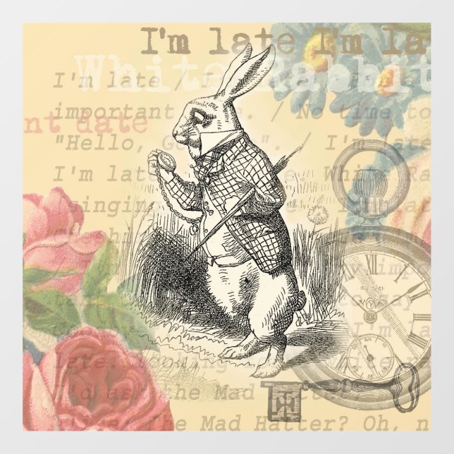 Autocollant Pour Fenêtre Le lapin blanc Alice au pays des merveilles (Feuille)
