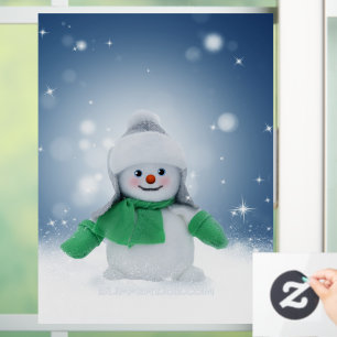 Autocollant Pour Fenêtre Le personnage de bonhomme de neige de Noël adorabl