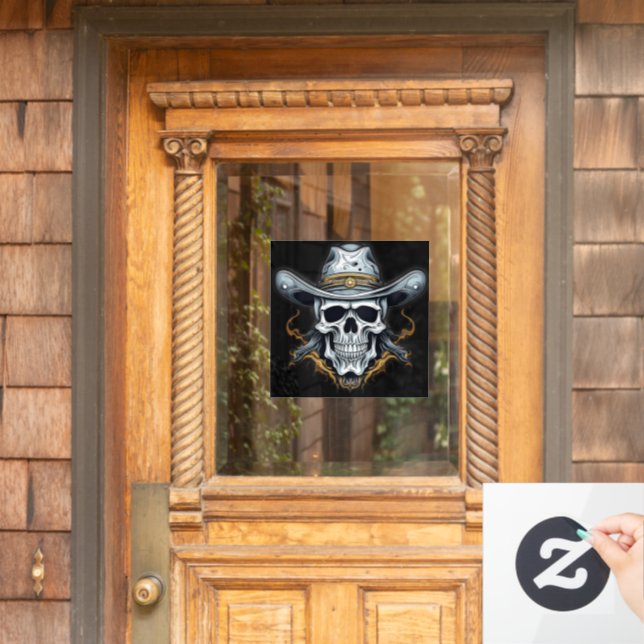Autocollant Pour Fenêtre Le squelette cowboy (Porte d'accueil)