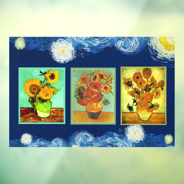 Autocollant Pour Fenêtre Les célèbres tournesols de Van Gogh (Feuille 3)