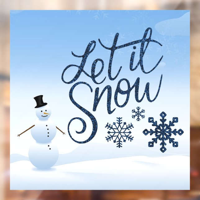Autocollant Pour Fenêtre "Let it Snow" Hiver / Style Noël Snowman (Feuille 2)