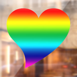 Autocollant Pour Fenêtre Lgbtq rainbow dégradé couleurs grand coeur gay pri
