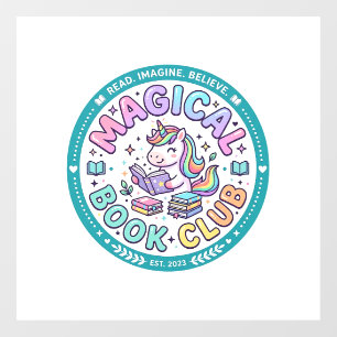 Autocollant Pour Fenêtre Licorne Club de Livre Magique T-shirt Drôle Graphi