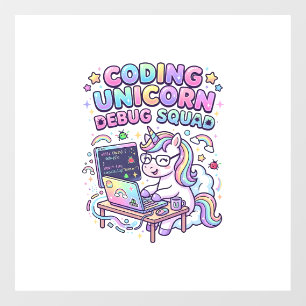 Autocollant Pour Fenêtre Licorne Coding Licorne Debug Squad Marché Charmeur