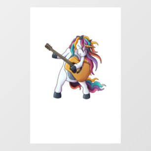 Autocollant Pour Fenêtre Licorne Cool Jouant de la Guitare _ Drôle d'Animal