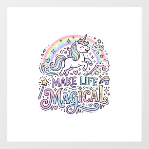 Autocollant Pour Fenêtre Licorne Rendre La Vie Magique Typographie Vectorie