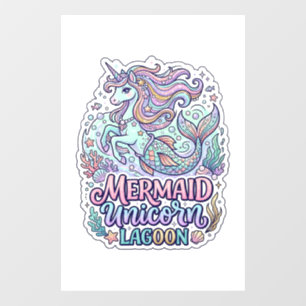 Autocollant Pour Fenêtre Licorne Sirène Licorne Lagune Conception Graphique