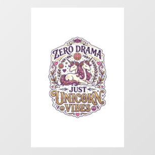 Autocollant Pour Fenêtre Licorne Zéro Drame Juste Licorne Vibes Élégant Bla