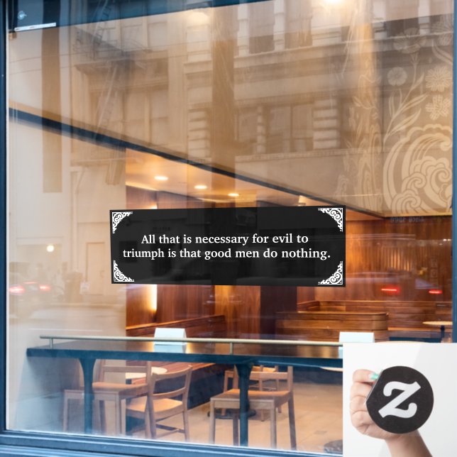 Autocollant Pour Fenêtre Ligne Bleue Mince Triomphe Sur Le Mal (Fenêtre de café)