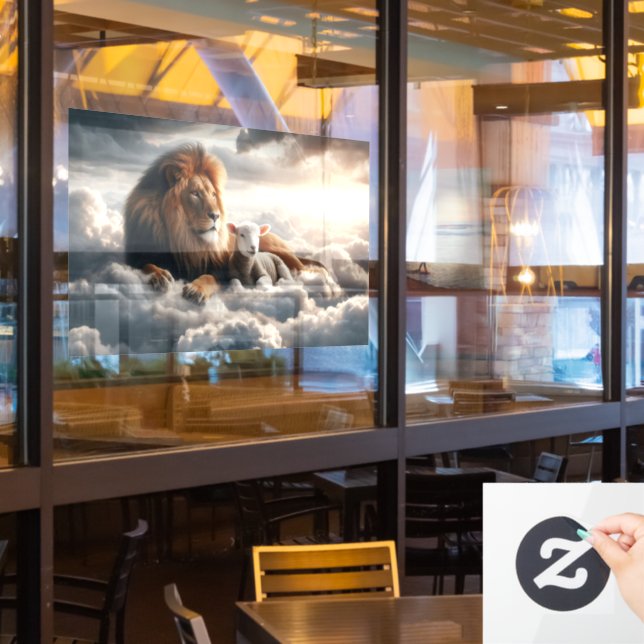 Autocollant Pour Fenêtre Lion et agneau clouer la fenêtre (Fenêtre du restaurant)