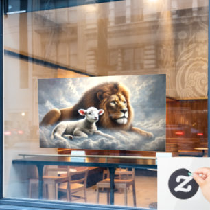 Autocollant Pour Fenêtre Lion et agneau clouer la fenêtre