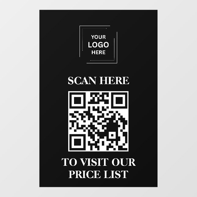 Autocollant Pour Fenêtre Liste de prix Code QR Scannez-moi Entreprise Noir  (Feuille)