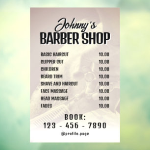 Autocollant Pour Fenêtre Liste de prix de salon de coiffure adhésif pour fe