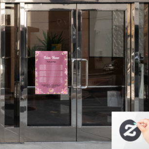 Autocollant Pour Fenêtre Liste de prix du salon de beauté Chic Beauty Nail