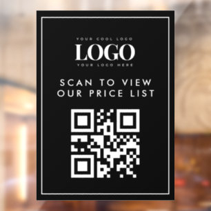 Autocollant Pour Fenêtre Liste de prix encadrée par code QR de logo ajout m