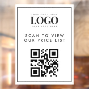 Autocollant Pour Fenêtre Liste de prix encadrée par numérisation de code QR