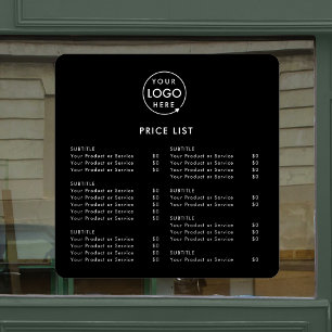 Autocollant Pour Fenêtre Liste de prix   Logo d'entreprise Noir moderne min