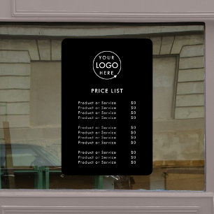 Autocollant Pour Fenêtre Liste de prix Logo   Noir Affaires Moderne Minimal