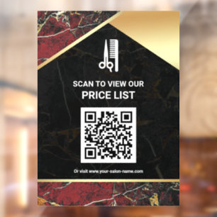Autocollant Pour Fenêtre Liste de prix QR Code Salon de Maquillage Marbre d