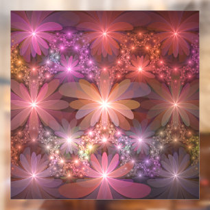 Autocollant Pour Fenêtre Lit De Fleurs Coloré Brillant Art Fractal Abstrait