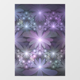 Autocollant Pour Fenêtre Lit de fleurs tendance brillant art fractal abstra