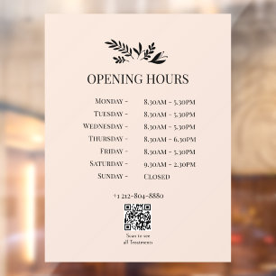 Autocollant Pour Fenêtre Logo Botanique Minimaliste Code QR des Heures d'Ou