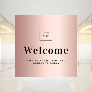 Autocollant Pour Fenêtre Logo commercial métallisé or rose de bienvenue