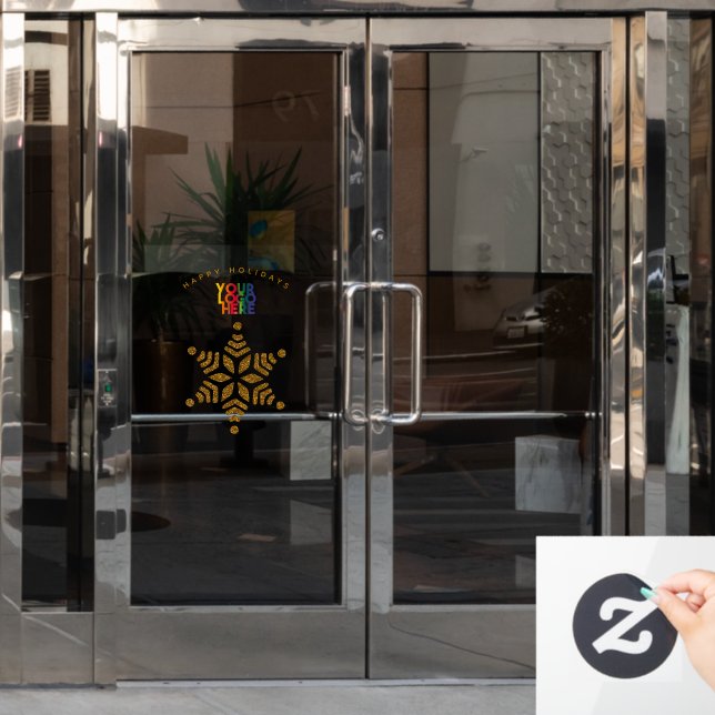 Autocollant Pour Fenêtre Logo d'affaires Golden Christmas Star Snowflake (Porte de bureau)