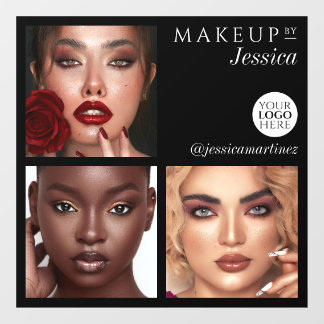 Autocollant Pour Fenêtre Logo de 3 photos noir de typographie élégante Maqu