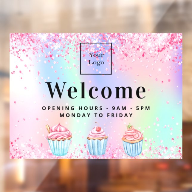 Autocollant Pour Fenêtre Logo de boulangerie pâtisserie bienvenue holograph (Feuille 2)