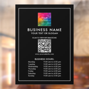 Autocollant Pour Fenêtre Logo de l'entreprise Code QR Modèle Heures d'ouver