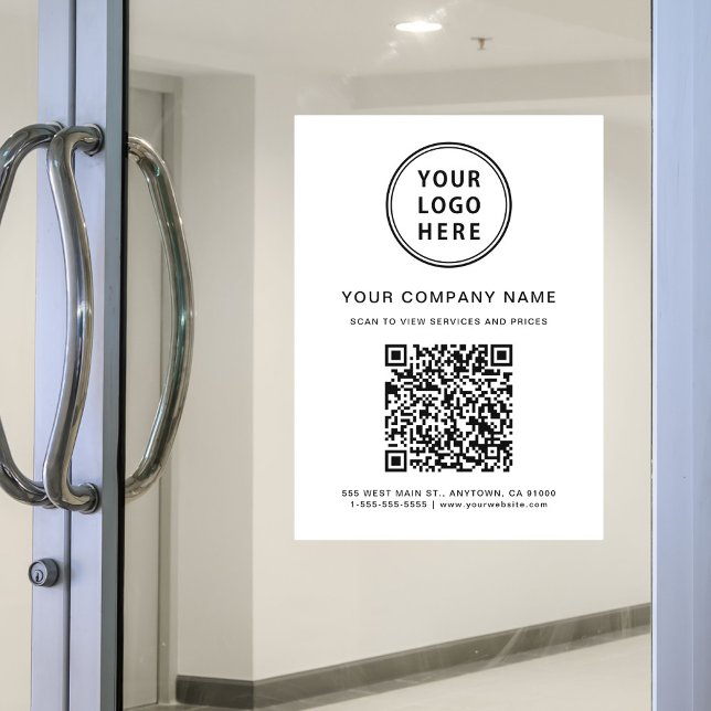 Autocollant Pour Fenêtre Logo de l'entreprise Créez votre code QR Blanc (Company Logo Create Your QR Code White Window Cling)