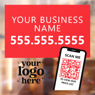 Autocollant Pour Fenêtre Logo de l'entreprise en code QR Vinyle rouge minim