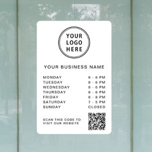 Autocollant Pour Fenêtre Logo de l'entreprise Heures d'ouverture Code QR Bl
