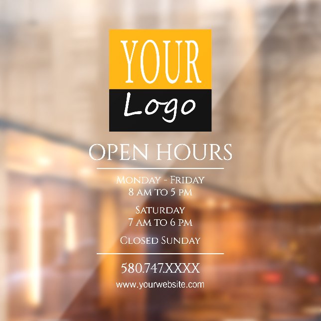 Autocollant Pour Fenêtre Logo de l'entreprise Ouvrir le site Heures (Feuille 2)