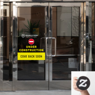 Autocollant Pour Fenêtre Logo de l'ID entreprise En construction