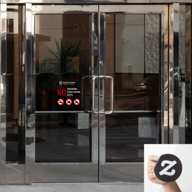 Autocollant Pour Fenêtre Logo de l'ID entreprise | Non Fumer Aliments Boire (Porte de bureau)