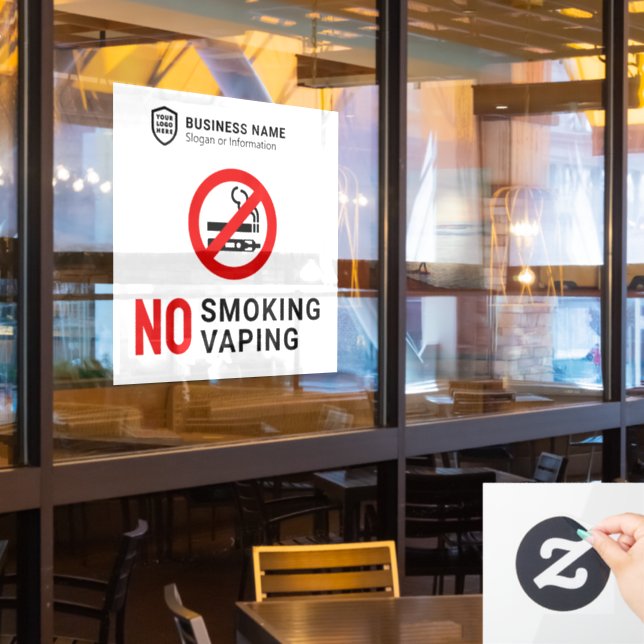 Autocollant Pour Fenêtre Logo de l'ID entreprise | Non-tabagisme (Fenêtre du restaurant)