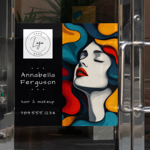 Autocollant Pour Fenêtre Logo de Maquillage Cheveux Coloré Art Pop Moderne 
