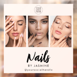 Autocollant Pour Fenêtre Logo de photo d'artiste en ongle à script rose ébl