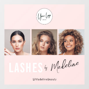 Autocollant Pour Fenêtre Logo de script rose Blush Photo Lashes Studio