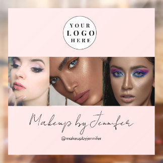 Autocollant Pour Fenêtre Logo de studio de maquillage photo écriture rose r