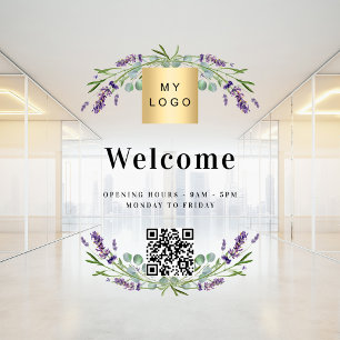 Autocollant Pour Fenêtre Logo d'entreprise code QR d'ouverture de bienvenue