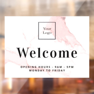 Autocollant Pour Fenêtre Logo d'entreprise en marbre rose vif