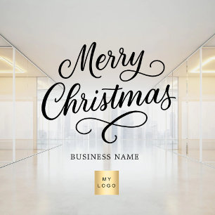 Autocollant Pour Fenêtre logo d'entreprise en script noir pour Noël clair