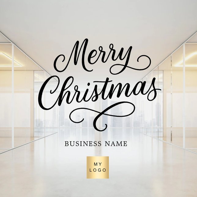 Autocollant Pour Fenêtre Logo d'entreprise en script noir pour Noël clair (Créateur téléchargé)