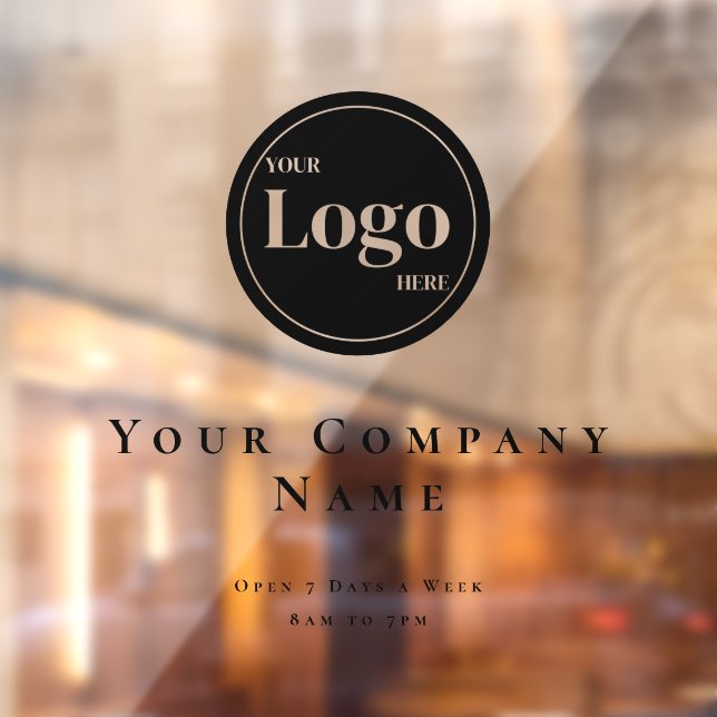 Autocollant Pour Fenêtre Logo d'entreprise noir simple heures d'ouverture (Feuille 2)